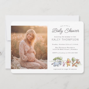 Invitation de Baby Shower Photo Aquarelle de Pooh