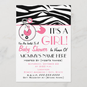 Invitation de baby shower - Pin rose de