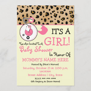 Invitation de Baby shower - Pinceau de couches ros