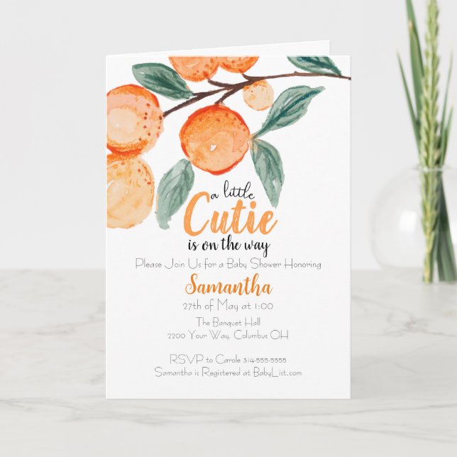 Invitation de baby shower plié Little Cutie (Devant)