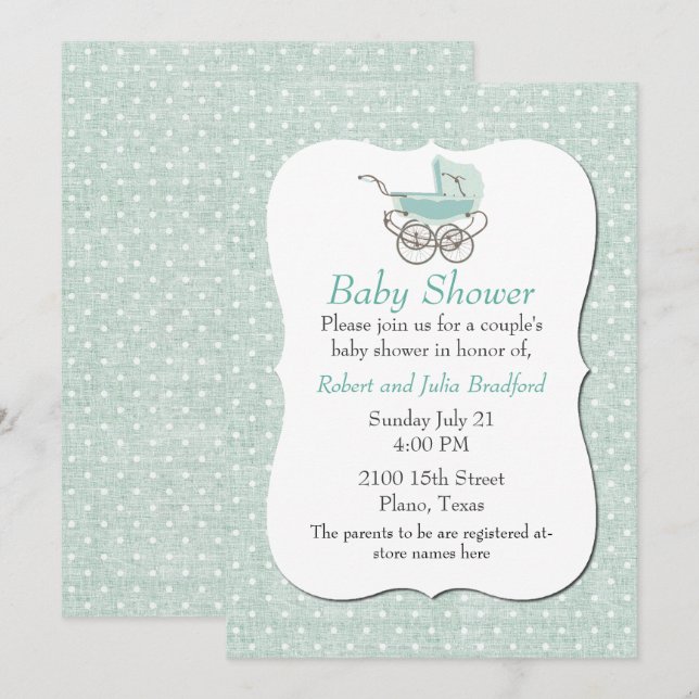 Invitation de Baby shower Pointe verte à la broche (Devant / Derrière)