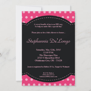 Invitation de Baby shower Poke Pink Poke 5x7 Girl