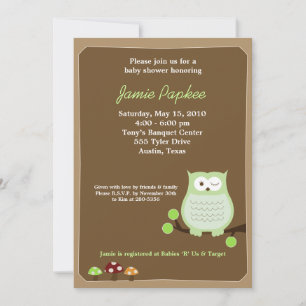 Invitation de Baby shower Pop Owl Nature 5x7