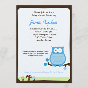 Invitation de Baby shower Pop Owl Nature 5x7