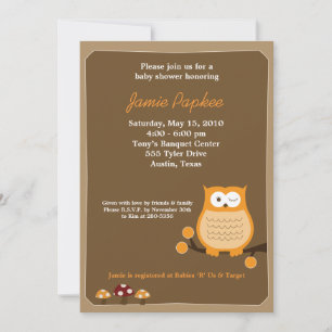 Invitation de Baby shower Pop Owl Nature 5x7