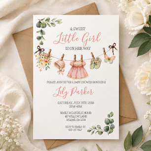 Invitation de baby shower pour bébé fille à l'aqua