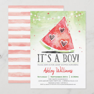 Invitation de Baby shower pour garçon de pastèque
