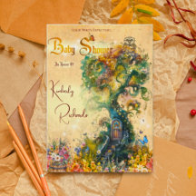 Invitation de baby shower pour Jardin Fantastique 