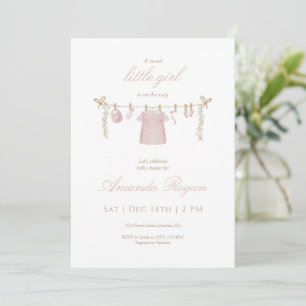 Invitation de Baby Shower pour Petite Fille Rose