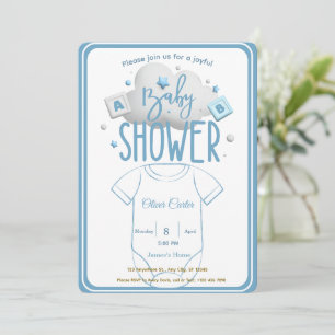 Invitation de Baby Shower pour un Petit Garçon Ble
