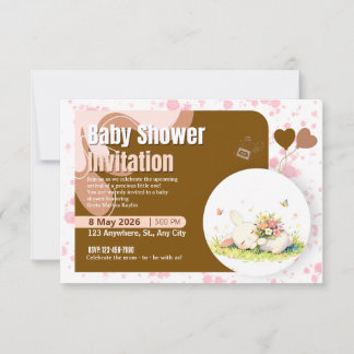 Invitation de Baby Shower pour une Douce Lapine Pa