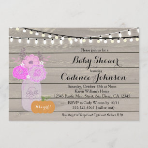Invitation de Baby shower pourpre de la fille flor