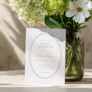 Invitation de baby shower préparatoire à rayures b