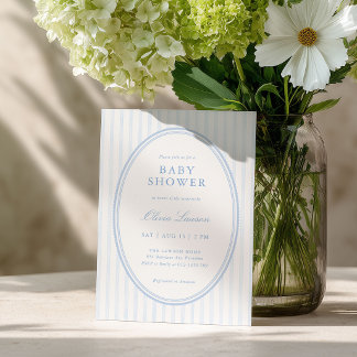 Invitation de baby shower préparatoire à rayures b