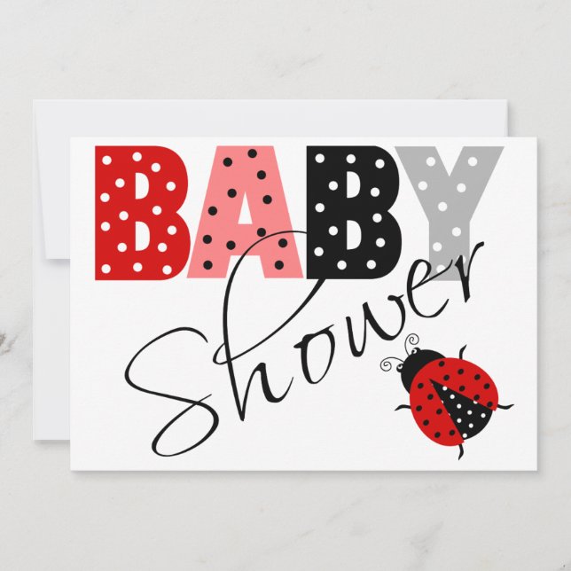 Invitation de Baby shower Red Ladybug personnalisé (Devant)