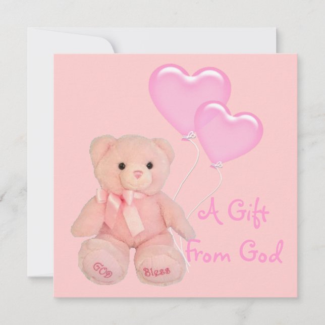 Invitation de Baby shower religieux chrétien rose (Devant)