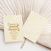 Invitation de baby shower rétro Daisy Groovy