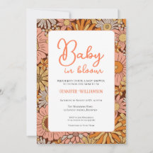 Invitation de baby shower rétro floral
