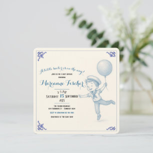 Invitation de Baby Shower Rétro Nautical pour Garç
