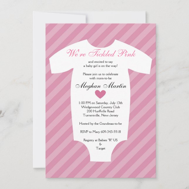 Invitation de Baby shower rosé (Devant)