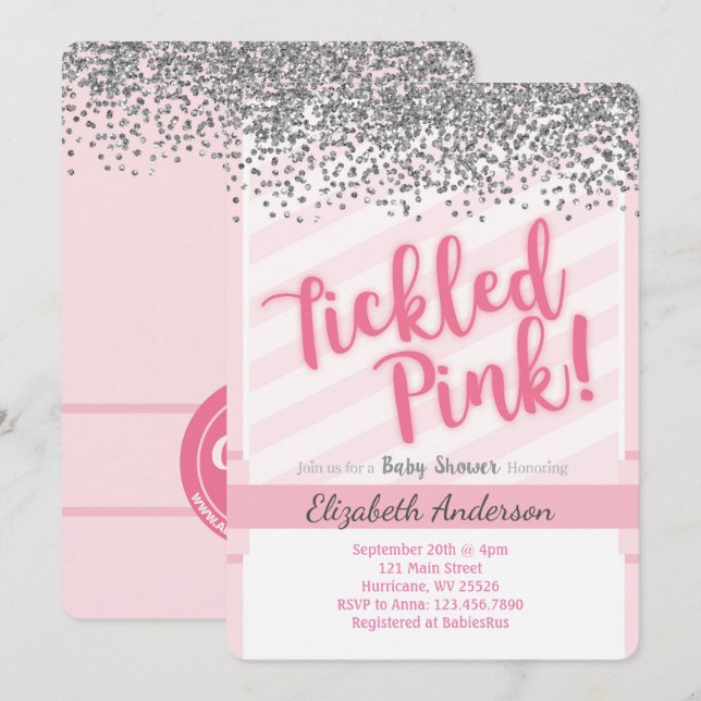 Invitation de Baby shower rosé (Devant / Derrière)