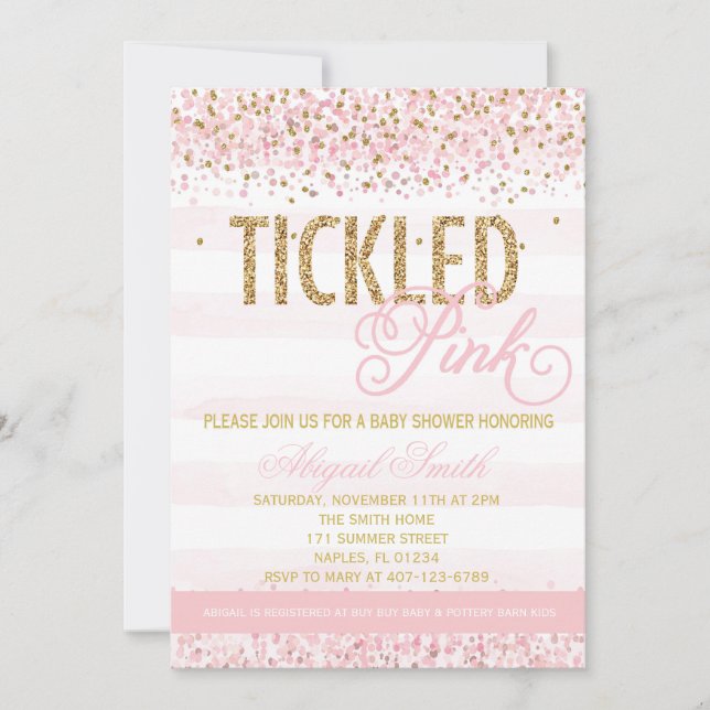 Invitation de Baby shower rose (Devant)