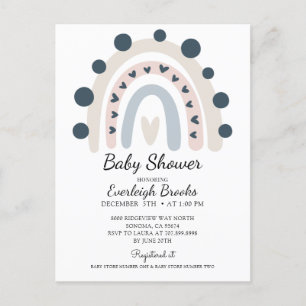 Invitation de Baby shower rose arc-en-ciel Boho
