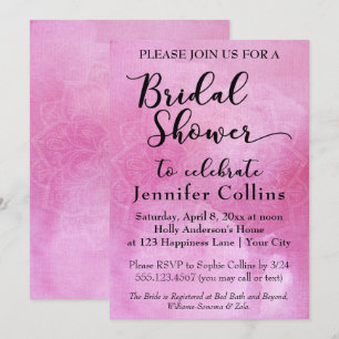 Invitation de Baby Shower Rose Bold Mandala Aquare