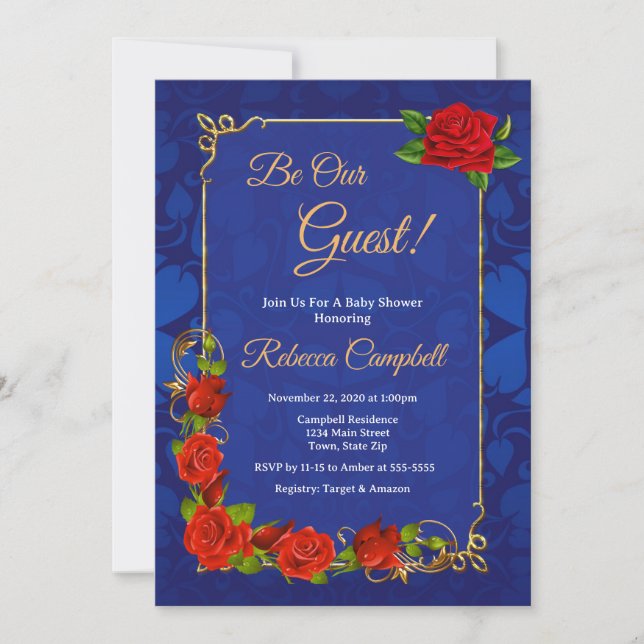 Invitation de Baby shower Rose enchantée Fairytale (Devant)