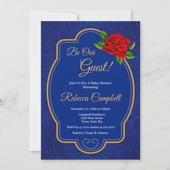 Invitation de Baby shower Rose enchantée Fairytale (Devant)