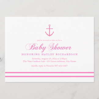 Invitation de Baby Shower Rose et Blanc sur le thè