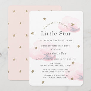 Invitation de Baby shower rose Little Star Twinkle