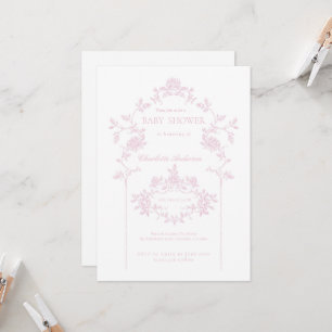 Invitation de Baby shower rose minimale