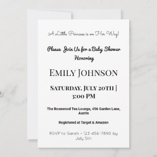 Invitation de Baby shower rose pour une fille