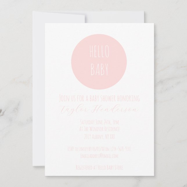 Invitation de Baby shower rose vif moderne (Devant)