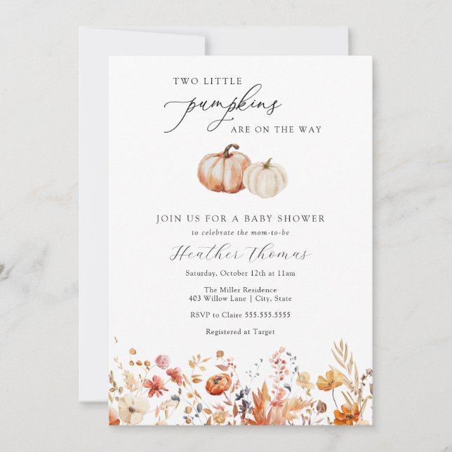 Invitation de Baby shower rustique Citrouille (Devant)