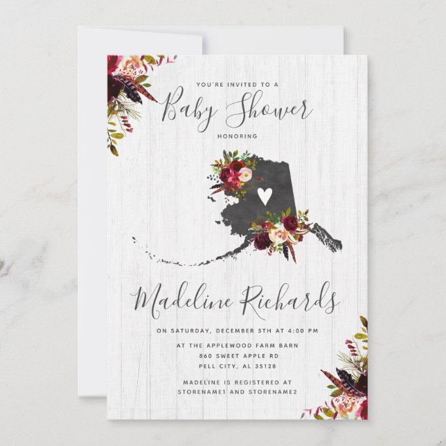 Invitation de Baby Shower rustique de l'Alaska (Devant)