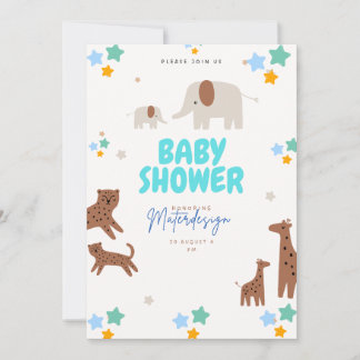 Invitation de Baby Shower Safari – Duo Girafe & Ti