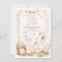 Invitation de baby shower Silly Goose avec un nœud