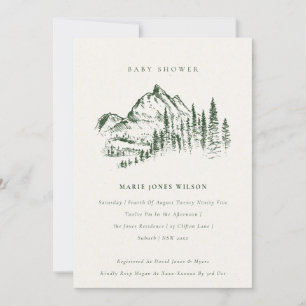 Invitation de Baby shower Sketch Mountain Pine ver