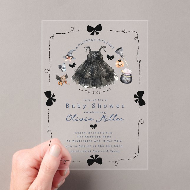 Invitation de Baby shower sorcière mignonne (In situ (ordinateur de poche))