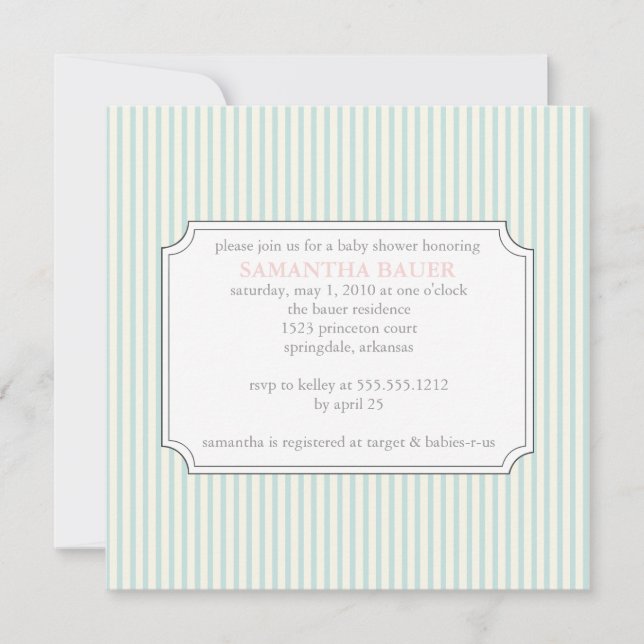 Invitation de baby shower {stripes} (Devant)