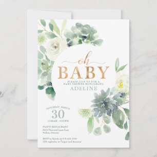 Invitation de Baby shower Succulent et verdoyant