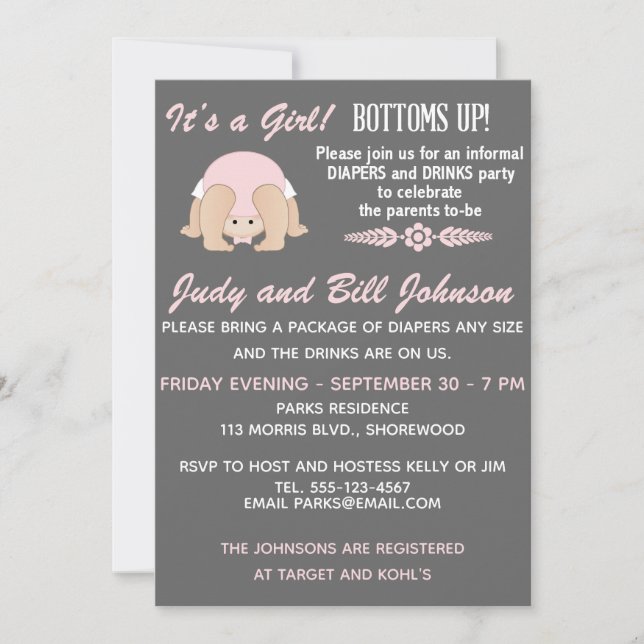Invitation de Baby shower supérieure personnalisab (Devant)
