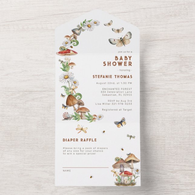 Invitation de Baby shower tout-en-un pour champign (À l'intérieur)