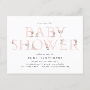 Invitation de baby shower typographique florale ro
