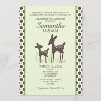 Invitation de Baby shower vert de cerf de saule