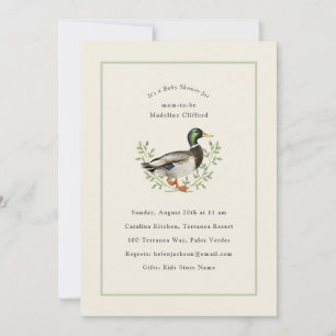 Invitation de Baby Shower Vintage Canard Colvert V