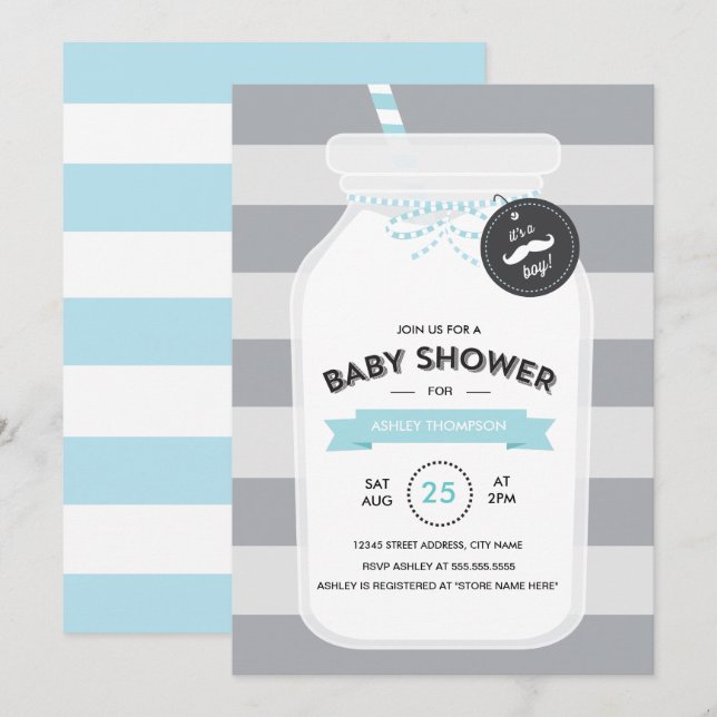 Invitation de Baby shower vintage de bouteille de  (Devant / Derrière)