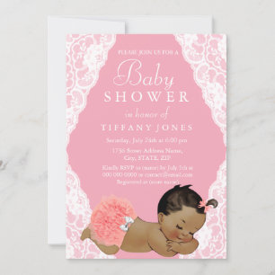 Invitation de Baby Shower Vintage Ethnique Rose
